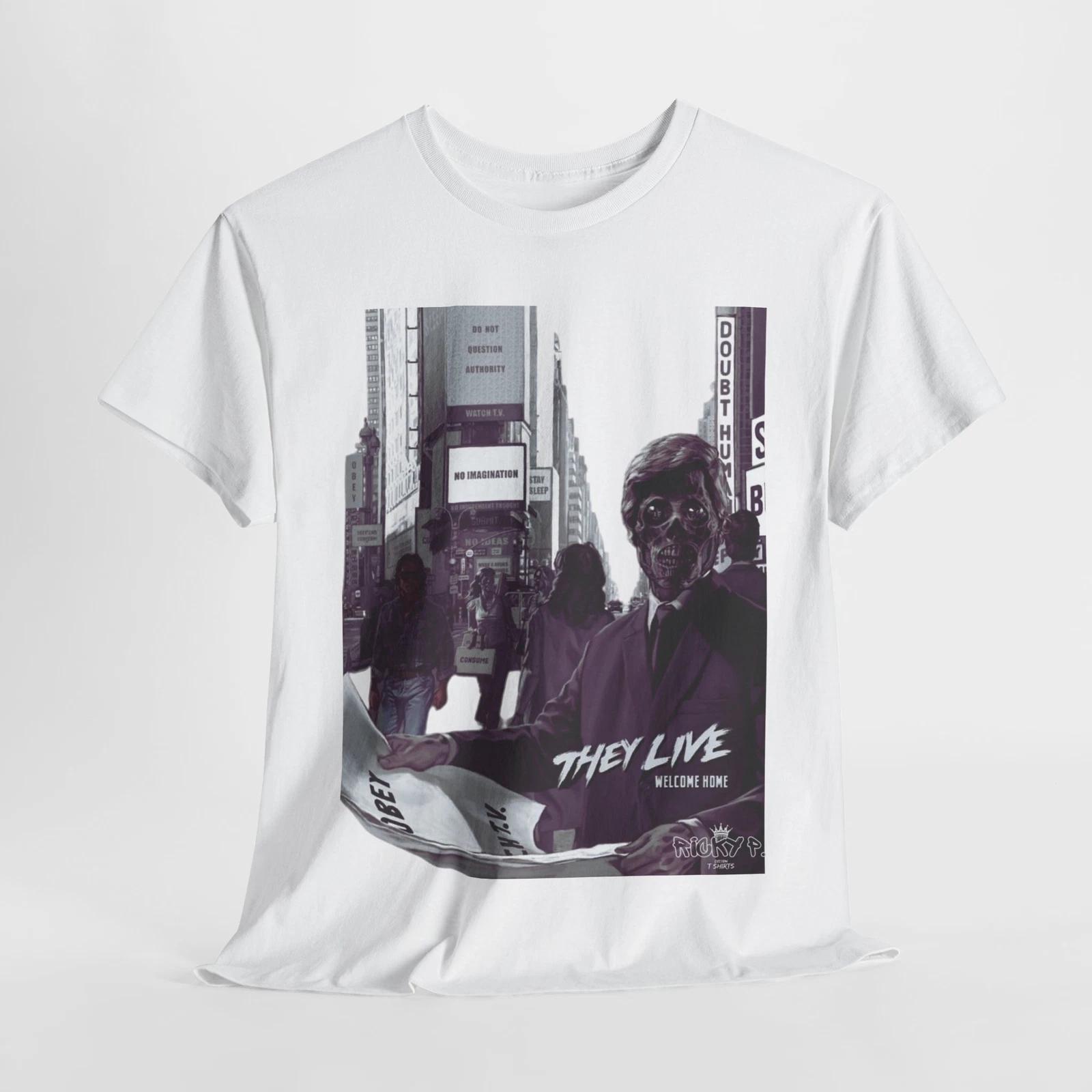 John Carpenter s They Live 1988 Movie 100% Cotton T-shirt Mens Tees Top Unisex Heavy Cotton Tee S