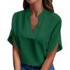 Spring Summer Casual V Neck Pullover Shirt Versatile Solid Color Short Sleeve