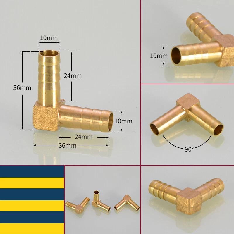1~20pcs 90 Degree Elbow Brass Barbed Joiner Reducer Connector Pipe Hose Air Fuel Water Pipe Fitting OD 4/6/8/10/12/14/16/19mm