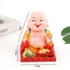 Online Solar-Powered Wooden Little Monk Car Figurine - Buddha Decoration
