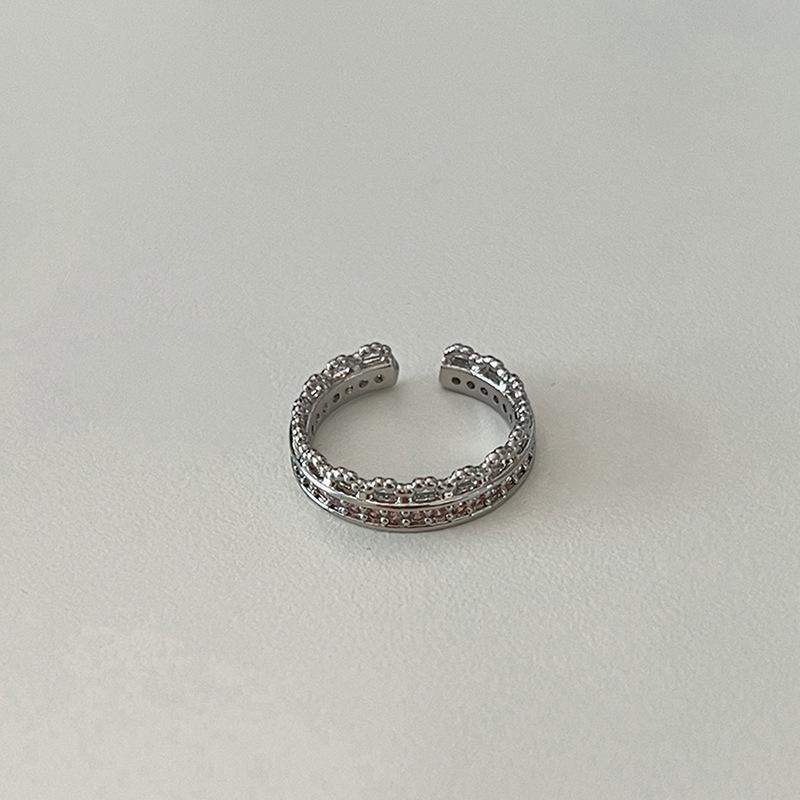 Geometric Pink Trendy Heart Adjustable Ring For Women Fashionable Distinctive Accessory Copper