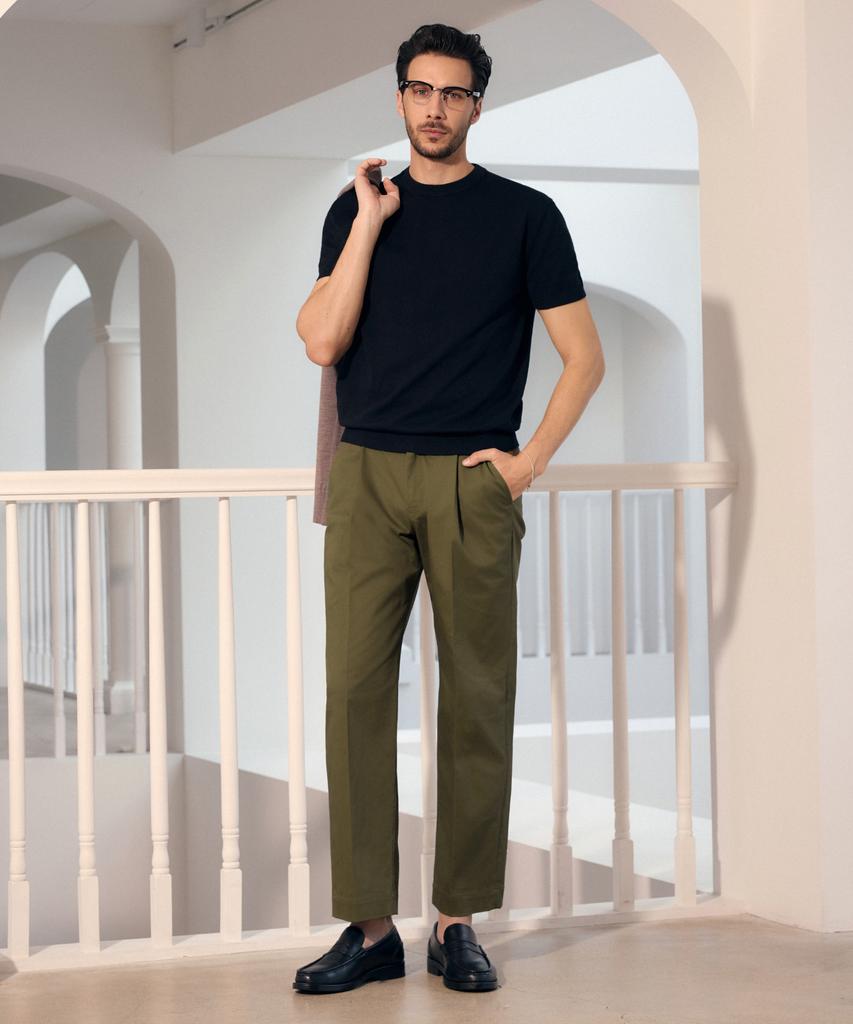 THEKNITCOMPANY (M) Compact Cotton Wide Chino Pants 4 Colors