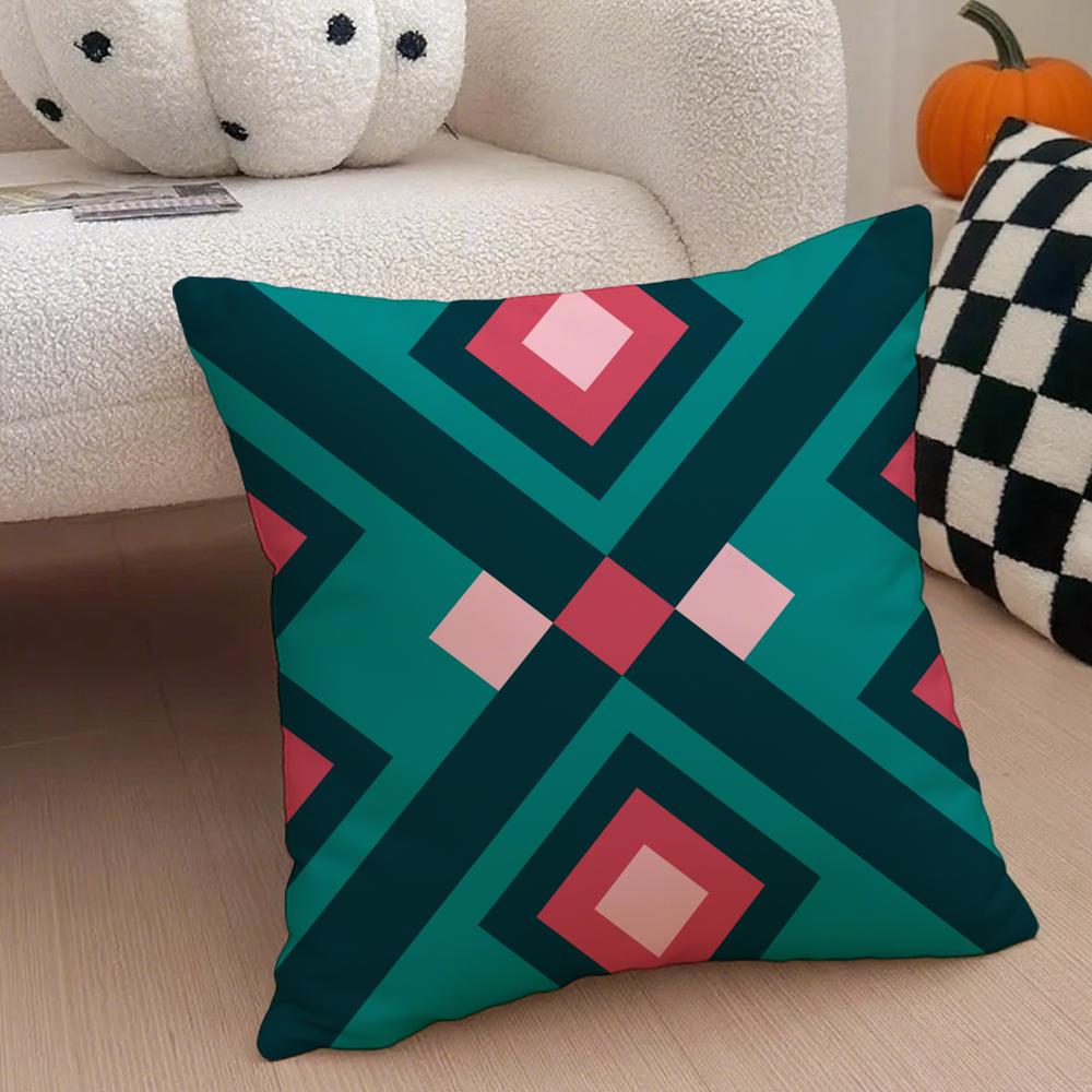 Exotic Portuguese Style Geometric Graphics Art Cushion Cover Throw Pillow Cover Hidden Button Durable Polyester Chair Cushion
