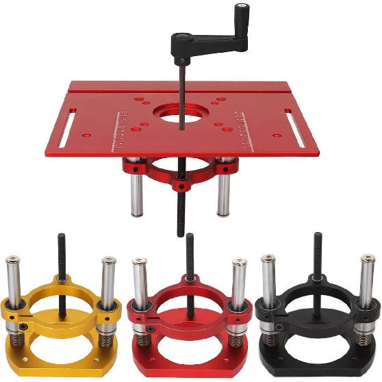 Adjustable Router Lift for 65mm Diameter Universal Trimming Machine,Aluminum Under-Table Router Base for Router Table Insert Base Plate with Double