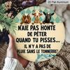 2D Flat, 1pc 7.87inch Round Aluminum Metal Sign, Funny French Quote with Cute Goats Design, Vintage Rustic Farmhouse Decor, Humorous Wall Art for