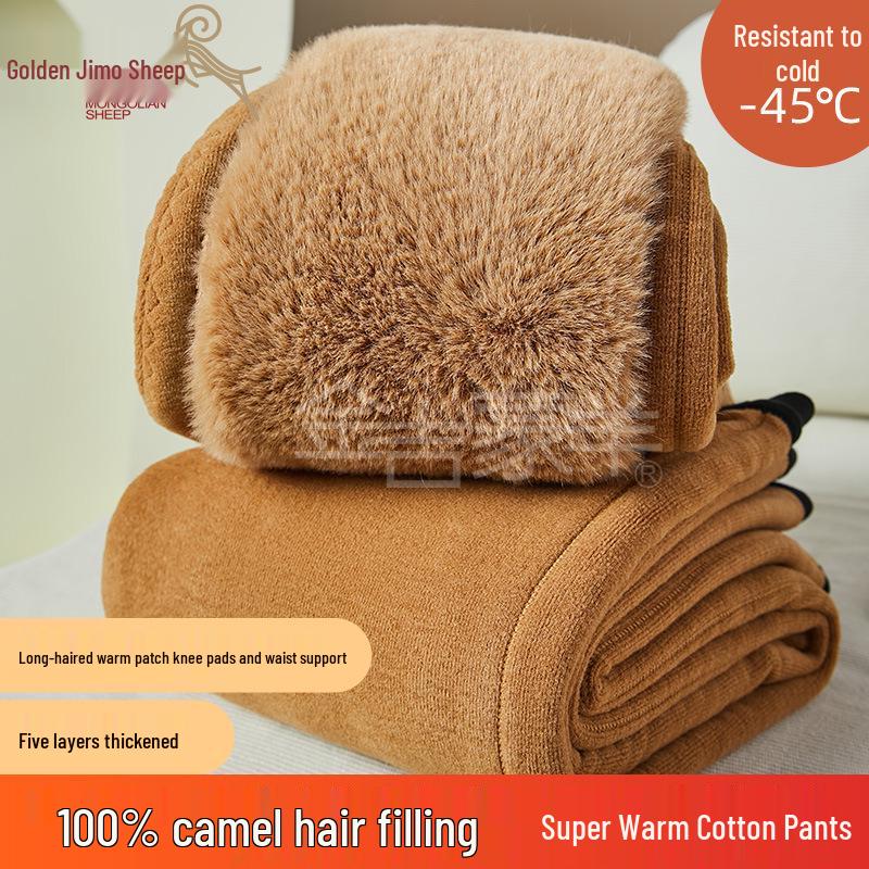 

Мужские и женские теплые брюки из толстой верблюжьей шерсти, с высокой посадкой, больших размеров, подходят для осени и зимы, для защиты от холода. 3XL
