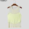 INCERUN Men Sleeveless Mesh Patchwork Sexy Club Party Slim Tank Tops