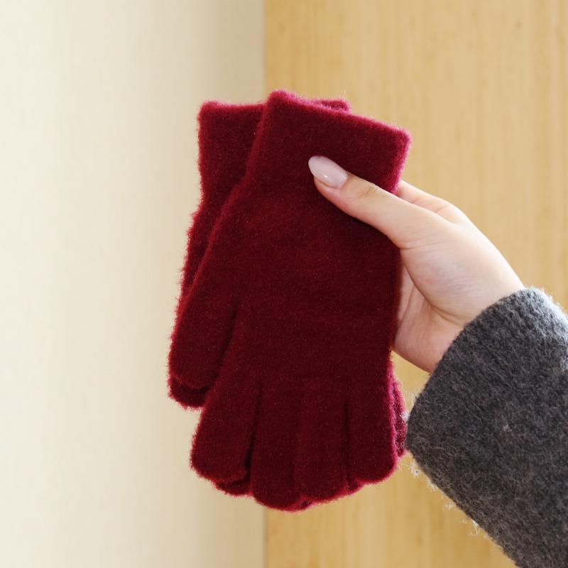 Winter warm knitted gloves simple mountaineering thickened velvet cycling women autumn winter cold protection