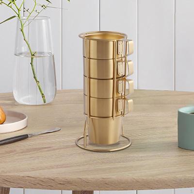 4 stück Stapelbar Edelstahl Kaffee Tasse Camping Tassen Espresso Becher Tassen Set Tee