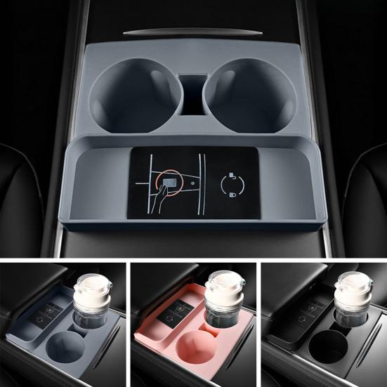 Insert Porte-gobelet Caoutchouc Pour Tesla Model 3 / Model Y - Antidérapant, Anti-renversement | Console Centrale
