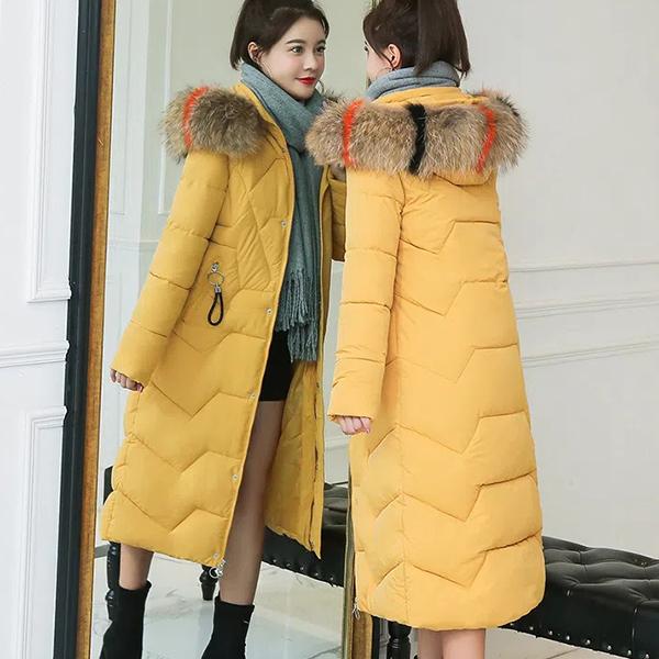 

Женская стеганая куртка, зимние теплые хлопковые пальто, женские большие размеры, тонкий пуховик средней длины, однотонные утолщенные уличные пальто XL жёлтый