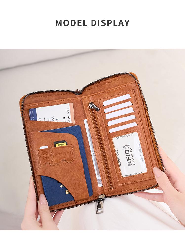 RFID Anti-Magnetic Zipper Passport Wallet: Multi-Function ID & Ticket Holder