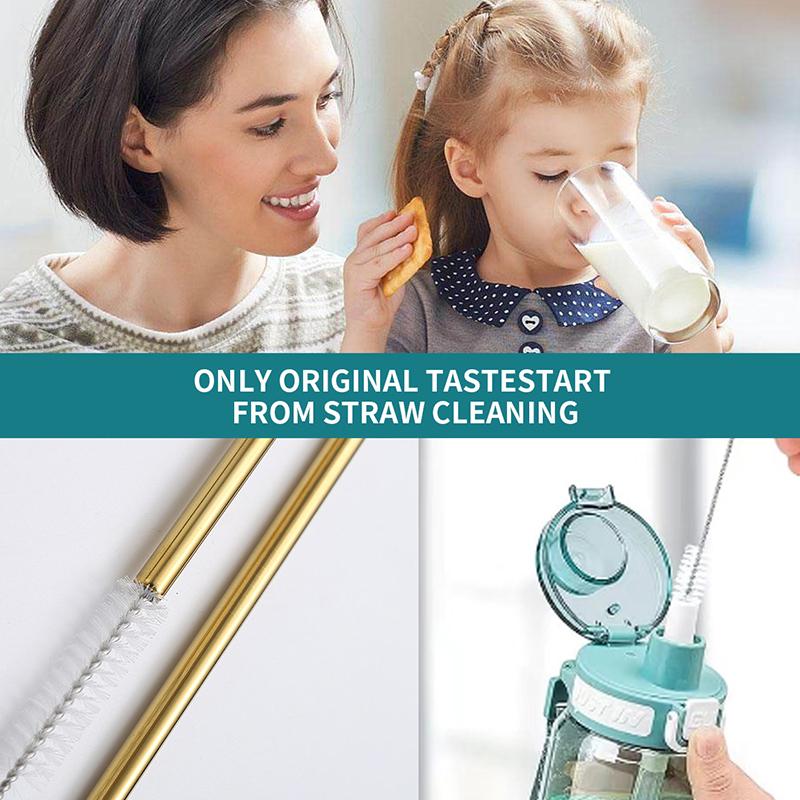 6Pcs Metal Reusable 304 Stainless Steel Straws Straight Bent Drinking Straw With Case Cleaning Brush Set Party Bar Accessory