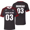All For The Game Moreau 03 Edgar Allan Foxes Jersey Shirt, Men 3D Print Short Sleeve Sport Tee Cosplay Costume Fan Merch Top