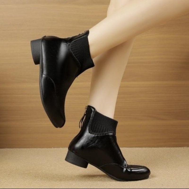 Retro Shoes, Elastic Ankle Boots, Best-selling Boots, Low-heeled Anti-slip Fleece Warm Boots, Women's Shoes