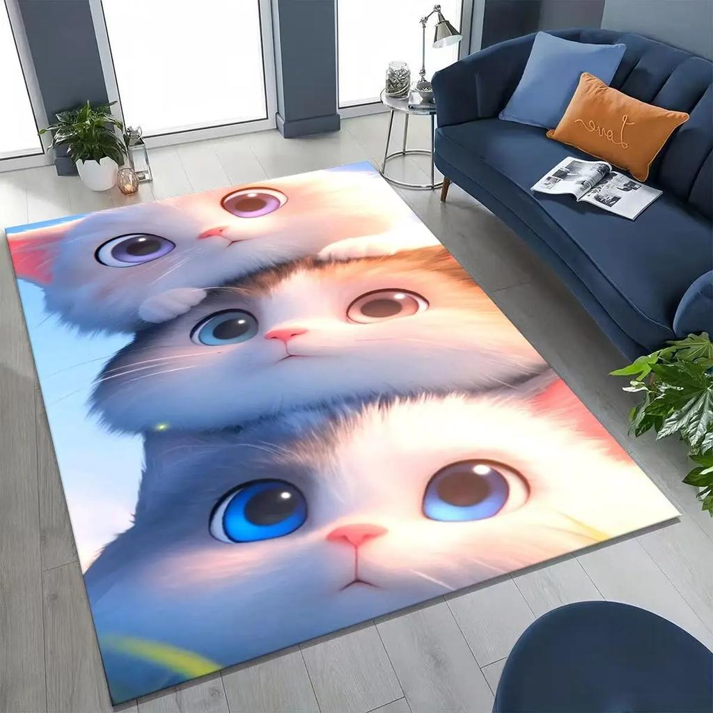 3D Kawaii Cute Kitten Paw Printed Carpet Baby Room Crawling Mat Living Room Bedroom Rug Suitable for Cat Lovers' Home Decoration