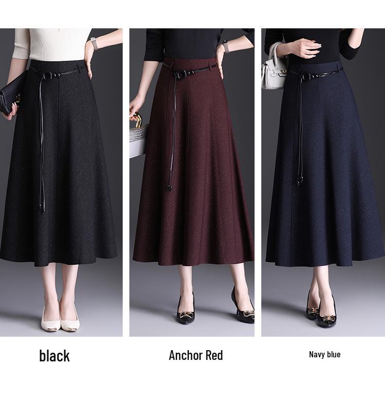 2026 Spring Women's High Waist A-Line Mid-Length Skirt with Wide Hem