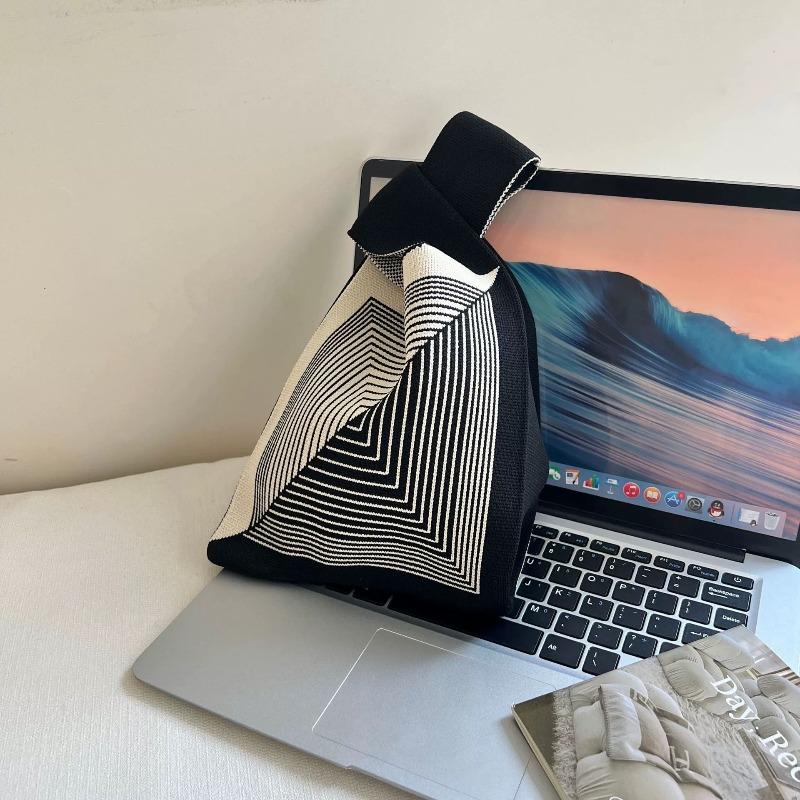 Square Rhombus Rhombus Stripe Geometric Knitted Gift Bag Handbag Handbag Handbag Tote Bag