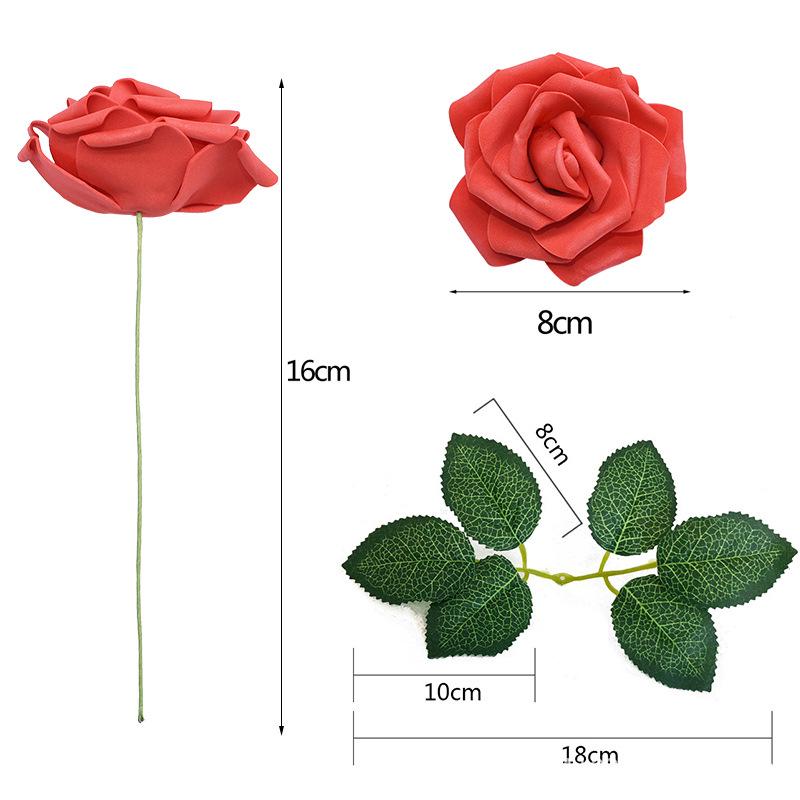 Hot Seller: 25-Piece PE Rose Flower Gift Box with 8cm Simulation Roses, Leaves, and Stems