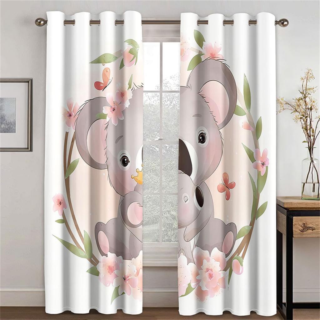 

Завіса з принтом слона. Милий кіт. Ведмідь. Кролик. Олень. 2 панелі. Кухня. Вітальня. Спальня. Балкон. Декор вікон. 75W166H(CM)X2PCS&Grommet Top