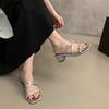 French beautiful bow rhinestone sandals women's summer wear 2025 new fairy wind gentle open-toed cool slippers