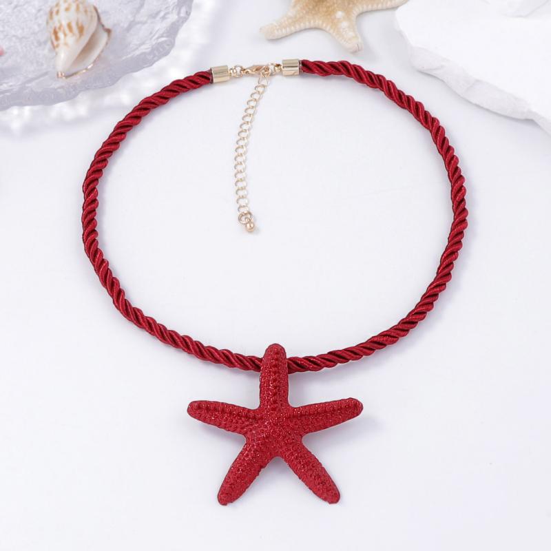 

Панк Бохо Металлическая Подвеска Большая Морская Звезда Веревочная Цепочка Летнее Ожерелье Для Женщин Y2K Ювелирное Изделие Подарок красный