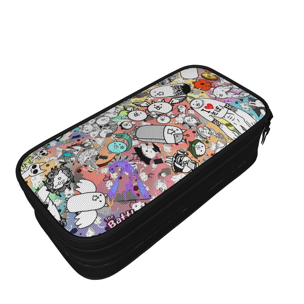 Lovely The Battle Cats Collage Pencil Cases Cartoon Game Pencilcases for Student Bag Students School Cosmetic Accessories