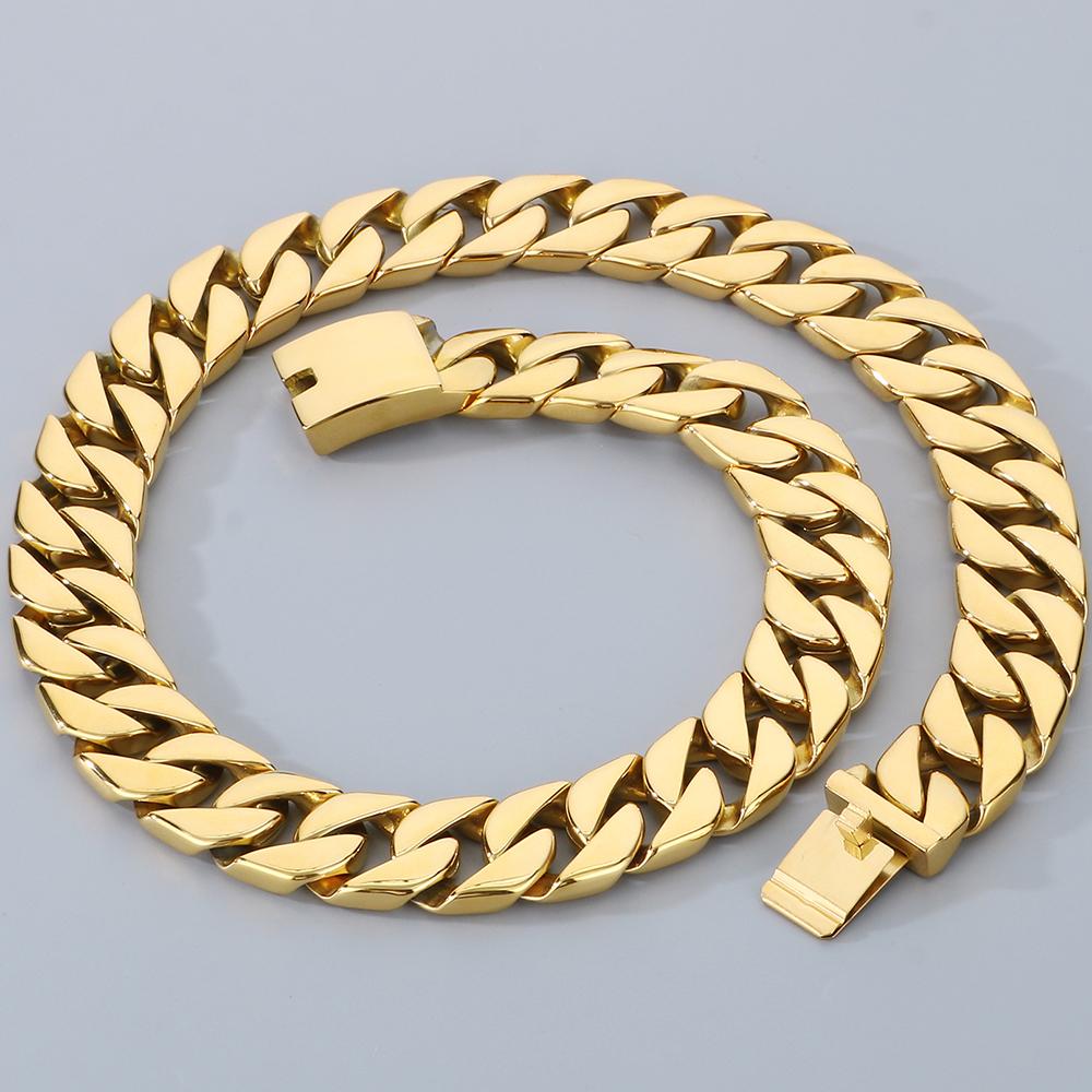 

Мужское ожерелье-цепь из нержавеющей стали в кубинском стиле, хип-хоп, ширина 20 мм, веревочный чокер для мужчины, панк-рок, готика, уличная одежда, ювелирное украшение, подарок 60CM золотой