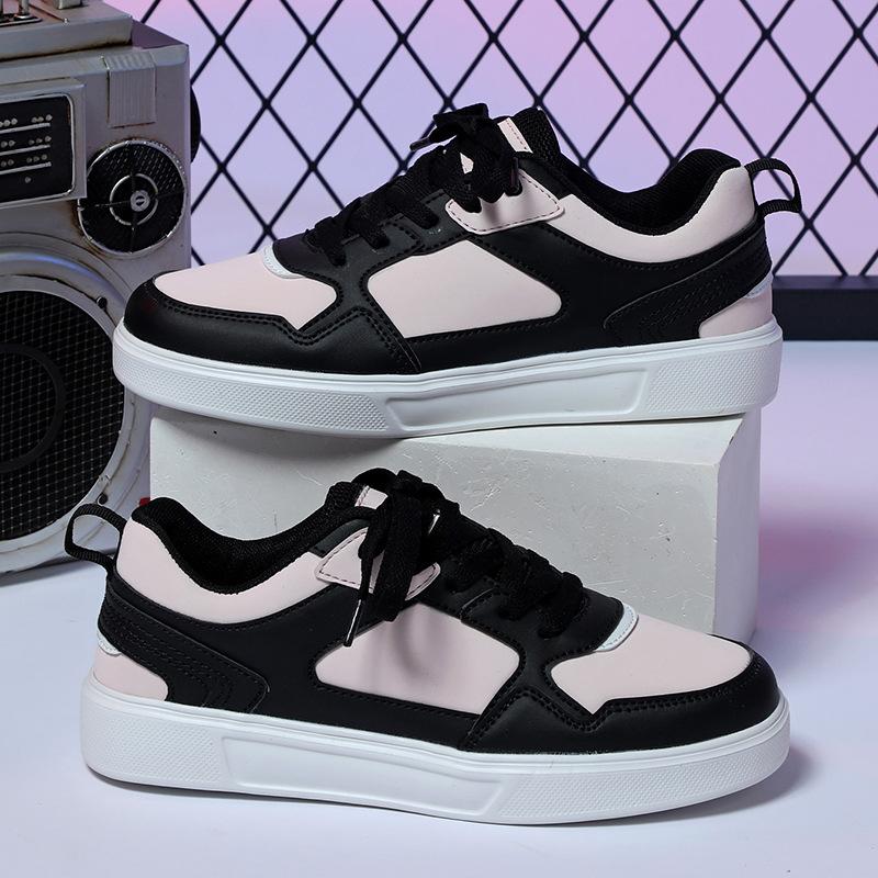 White Shoes PU Leather Board Shoes Women Breathable Casual Sneakers Men Lace-up Trendy Running Trainers Anti-slip Waterproof