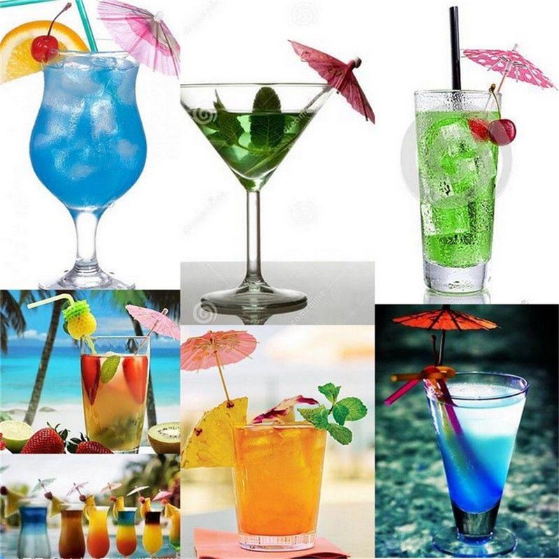 40Pcs Paper Cocktail Parasols Umbrellas Party Wedding Supplies Luau Drink Stick