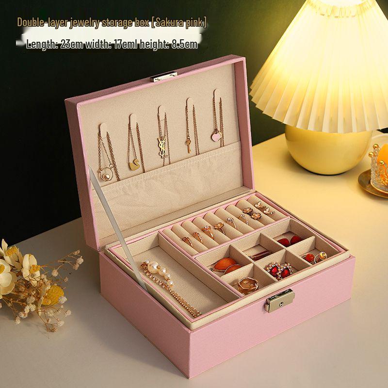 

Премиальный трехслойный органайзер для украшений с выдвижными ящиками для ожерелий, серег, аксессуаров и золота - Хранение большой вместимости