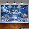 Princess Themed Birthday Tapestry, Blue Curtains with Balloons, Gifts and High Heels for Photo Booth