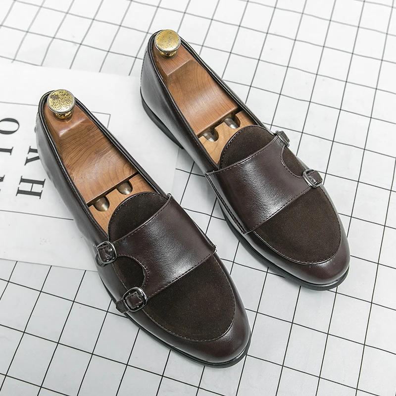 Fashion Men's Leather Shoes Classic Retro Flat Bottomed Style Outdoor Leisure Party and Daily Life Walking Black Leather Shoes Hombres