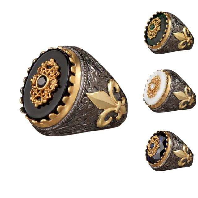 

Серебряное золотое мужское кольцо, ювелирные изделия из стерлингового серебра 925 пробы с родиевым покрытием, модный аксессуар для мужчин, подарок для него 7 чёрный