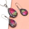 Tourmaline Set Gemstone Gift Wedding Party Bi-Color Pendant,Earring,Ring