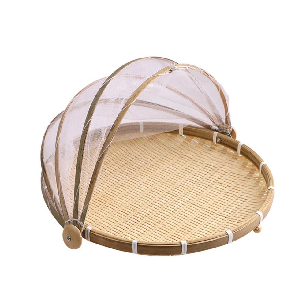 Bamboo Anti-insect Dustproof Basket Reusable Fruit Vegetable Tray Food Storage Basket  Kitchen Tool