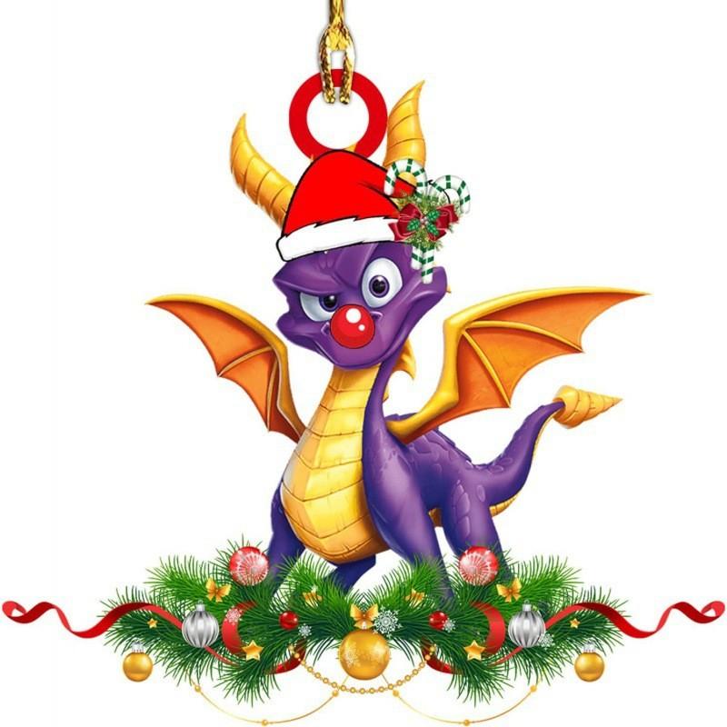 Festive Cartoon Style Acrylic Dragon Car Ornament For Vibrant Christmas Decor