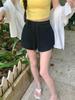 2026 Summer Women High Waist Drawstring Sweat Shorts Slit Design Pocketed A-line Loose Sports Casual Shorts For Petite Ladies
