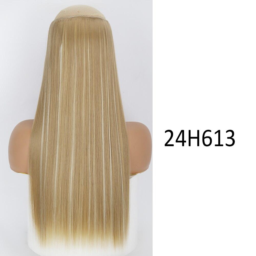 MISSQUEEN Women Long Straight Wavy Invisible Hair Extensions Without Clips Synthetic Fiber Long Daily Wear Invisible Hairpiece