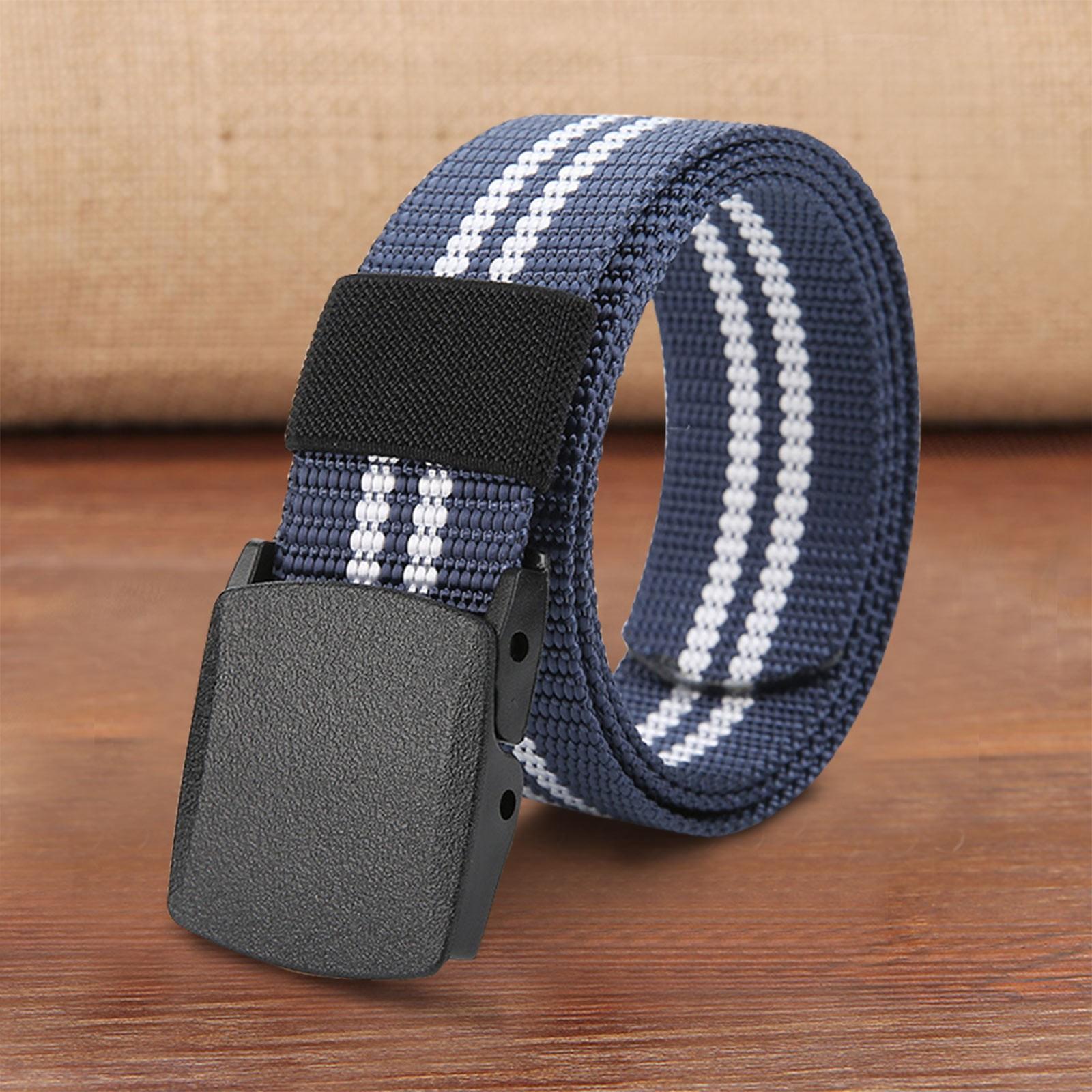 

Мужской нейлоновый ремень, повседневный пластиковый гладкий холст с гладкой пряжкой, регулируемый ремень One Size синий