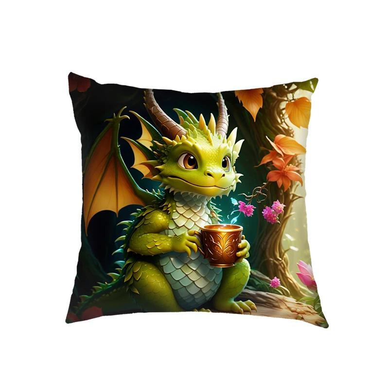 Niedliche Drachenbaby Kissenbezüge Fantasy Elfenmädchen Kissenbezüge Heimdekoration Schlafzimmer Büro Kissenbezug Zierkissenbezug Geschenk