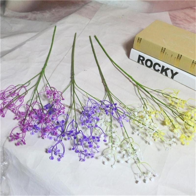 Commodity Artificial Gypsophila Lavender Magnolia Flower Fake Silk Wedding Party Bouquet Home Decor.