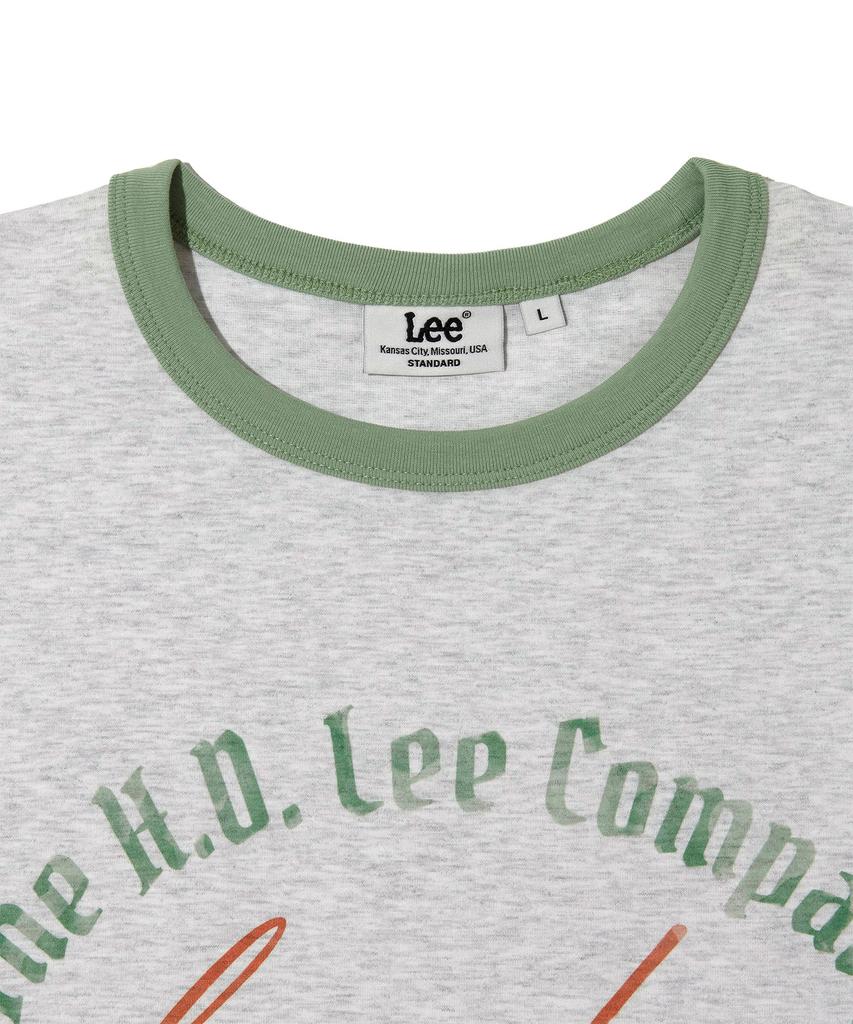LEE Vintage Lettering Ringer Short Sleeve T-Shirt Light Gray