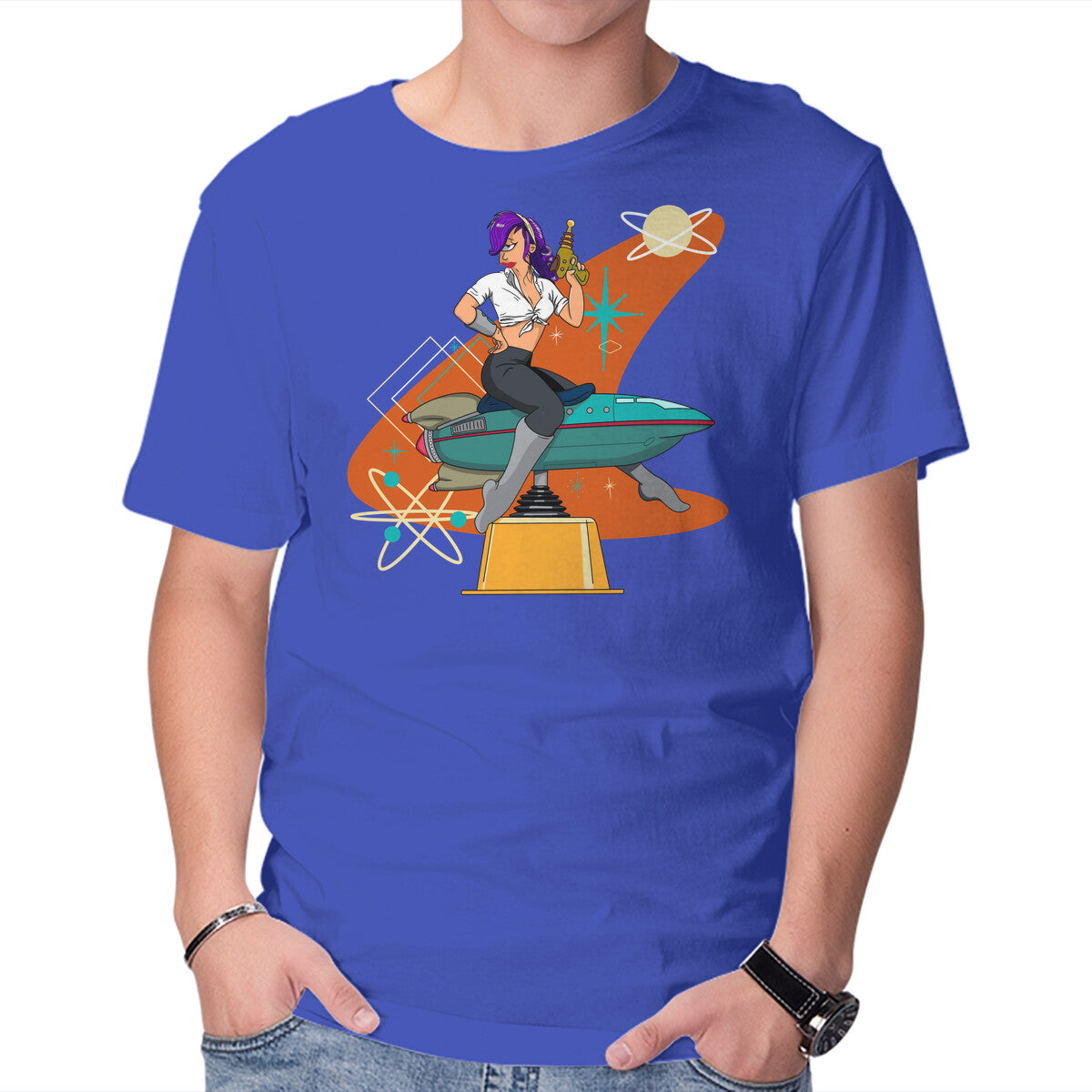 Unisex Crew Neck T-Shirt Vintage Future Pin-Up Graphic Short Sleeve Casual Tee XS