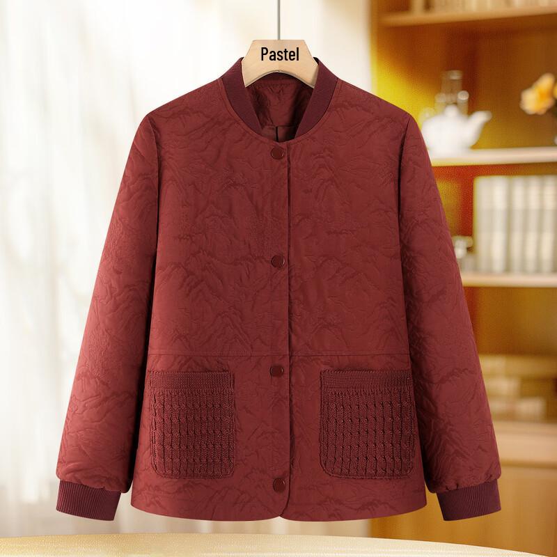Paste Mid-Aged Women's Padded Baseball Collar Short Jacket