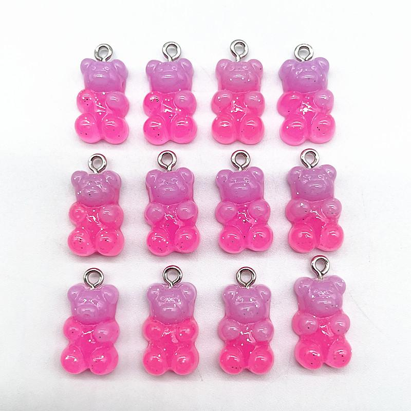 10Pcs Candy Bear Pendant Charms for Necklace Bracelet Earrings Jewelry Making Diy Findings Resin Bears Christmas Making