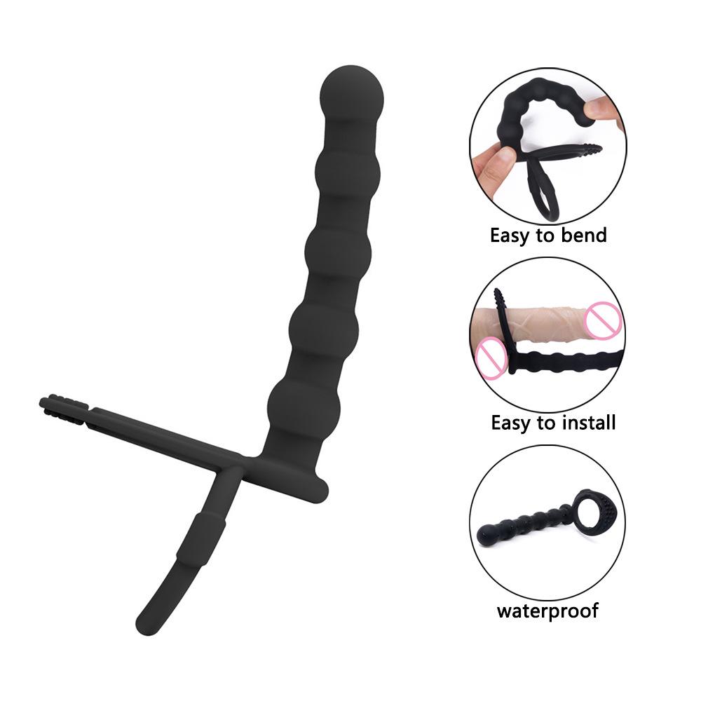 Silicone Anal Plug with Dual Rings & Prostate Massager for Prolonged Pleasure
