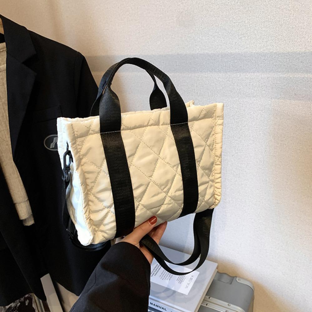 Rhombus Plaid Korean Shoulder Bag Korean Style Small Puffer Bag  Office Worker