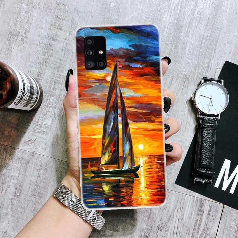 Sailing Boat Phone Case For Samsung Galaxy A14 A15 A13 A12 A54 A55 A53 A52 A04S A24 A25 A23 A22 A34 A35 A33 A32 A03S A02S Case F