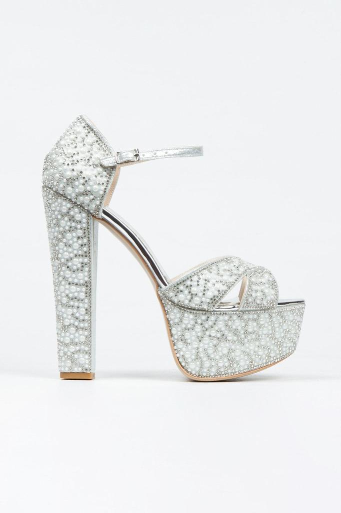 Women's Fashion Style High Heels Silver Sultan Full Party Wedding Evening Dress Shoes